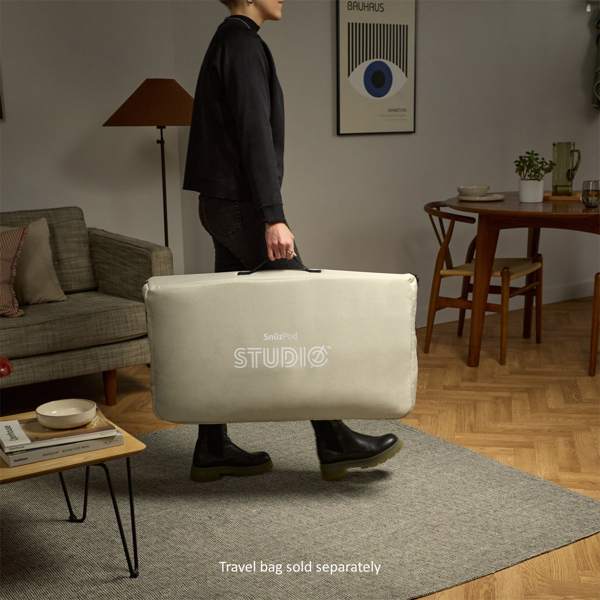 SnuzPod Studio Bedside Crib with mattress - Paris White